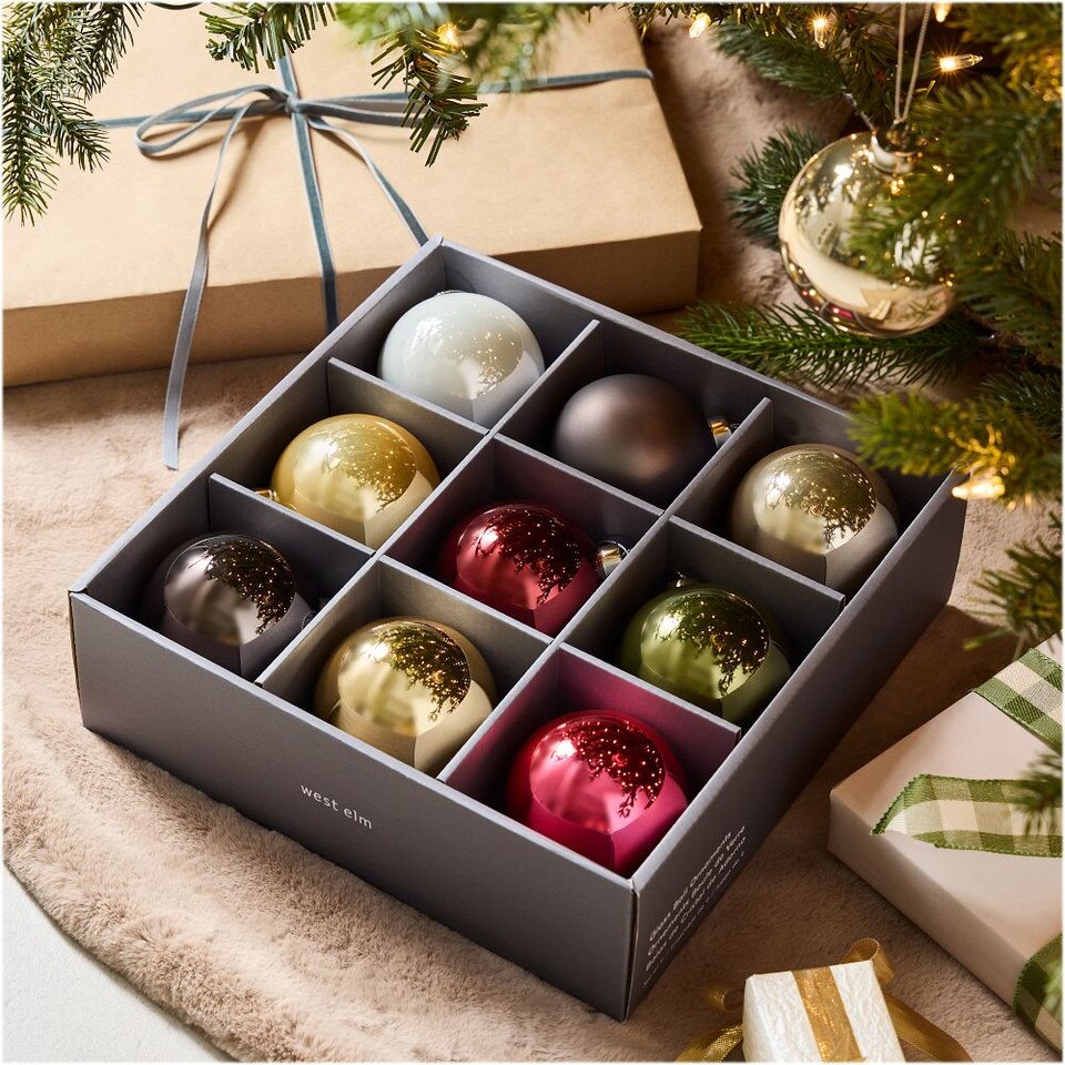 Pure Glass Ball Ornament Box (Set of 9) West Elm Australia